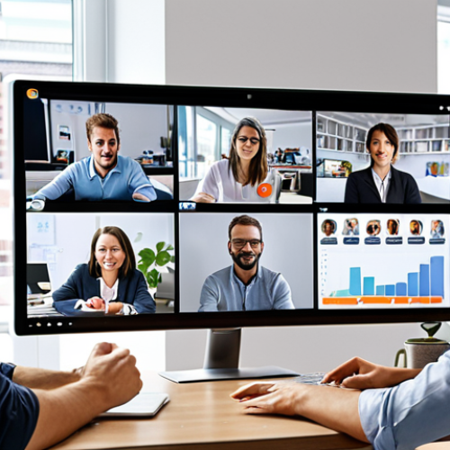 **Remote Collaboration Tools:** A visually diverse team of professionals collaborating remotely on a digital marketing campaign. Some are video conferencing, others are working on shared documents, and a project management dashboard is visible in the background, showcasing task assignments and progress. The overall tone is energetic and productive.