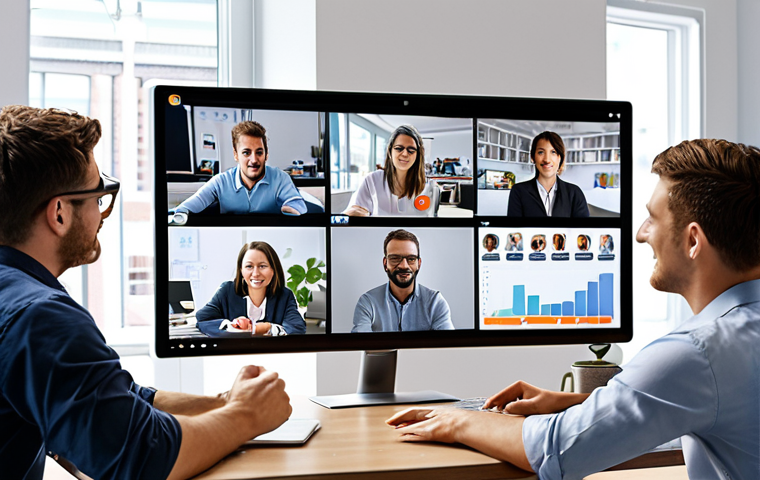 **Remote Collaboration Tools:** A visually diverse team of professionals collaborating remotely on a digital marketing campaign. Some are video conferencing, others are working on shared documents, and a project management dashboard is visible in the background, showcasing task assignments and progress. The overall tone is energetic and productive.