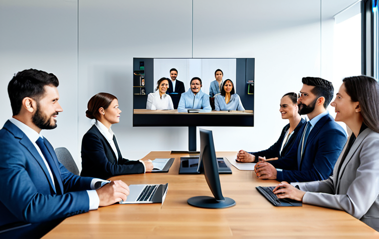Remote Team Communication**

"A diverse team of professionals participating in a video conference call, fully clothed in business attire, safe for work, modern office background, appropriate content, perfect anatomy, natural proportions, professional lighting, high resolution, modest clothing, family-friendly."

**